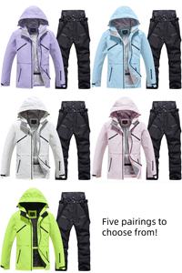 Trajes de esquí Deportes de invierno Snowboards Chaqueta impermeable a prueba de viento y pantalones Set Ski Snow Wear <span class=keywords><strong>para</strong></span> Mujeres Hombres - Product Image 5