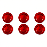 Assiettes de Présentation Excelsa, Lot de 6, en Plastique Rouge, Diamètre 33 cm, Vaisselle Jetable pour Fêtes et Usage Quotidien