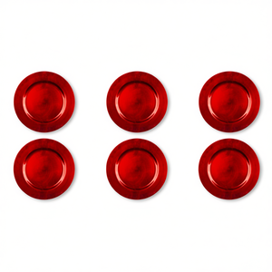 Assiettes de présentation jetables Excelsa, lot de 6, en plastique rouge, diamètre 33 cm - Product Image 2