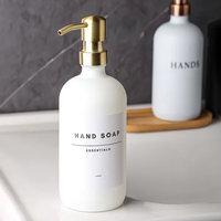 Bouteille cosmétique Boston blanche de 16oz Distributeur de savon liquide en verre doré de 16oz avec bouchon à vis Bouteilles en verre de 16oz