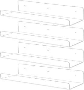 Acrylic <b>Shelves</b> for Wall Storage 15" Floating Bookshelves for Kids Display <b>Shelf</b> Organizer for Bathroom <b>Bedroom</b> - Product Image 1