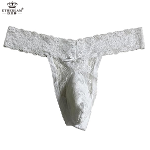 <span class=keywords><strong>String</strong></span> Papillon en Dentelle Florale Sexy pour Homme, Lingerie Sissy, Culotte Taille Basse pour Femboy, Tailles 34-40 pour Hommes Féminins - Product Image 1
