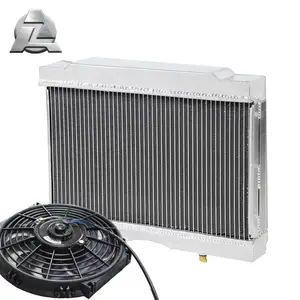 Custom aluminum water cooling radiator and radiator fan for truck engine