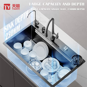 איכות גבוהה מודרנית בעבודת יד 304 נירוסטה מעובה קערה אחת עם כיור עיצוב רב תכליתי - Product Image 3