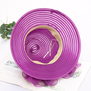 Sombrero tocado de verano para mujer al por mayor, gorro de fieltro de flores para mujer con ala ancha Derby para boda, novia, pesca - Product Image 6