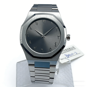 Montre classique minimaliste noire avec cadran arabe, <span class=keywords><strong>lunette</strong></span> octogonale, entièrement en acier inoxydable, étanche, pour homme, pour tous les jours - Product Image 3
