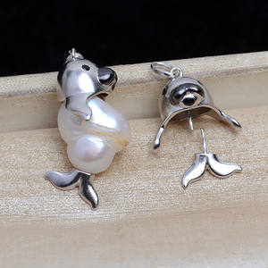 Colgante de Perla Barroca con Sello en Forma de Animal, Plata S925 5287, Accesorios de Joyería DIY para Mujer, Perlas Sueltas - Product Image 1