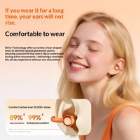 Écouteurs Bluetooth TWS créatifs à clip d'oreille avec étui en cuir, design Pod, écouteurs ENC pour femmes