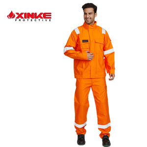 Vêtements de travail ignifuges Xinke, type split, en coton, orange, avec bandes réfléchissantes, uniformes de sécurité pour les travailleurs, toutes saisons - Product Image 1