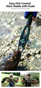 Pince à poisson en aluminium avec échelle de référence de 18 kg 360° °   Poignée rotative à commande d'une seule main pour pince de pêche avec cordon de rangement - Product Image 4