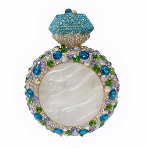 Round Crystal Perfume Bottle for Women Bling Rhinestone Disco Shoulder Bag Chic Wedding Guest Evening Bag - Product Image 5
