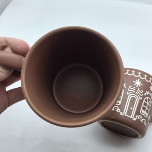 Factory Direct Sale Christmas Theme Brown Matte Stoneware <b>Ceramic</b> <b>Mugs</b> Cartoon Pattern Dishwasher & Microwave Safe - Product Image 3
