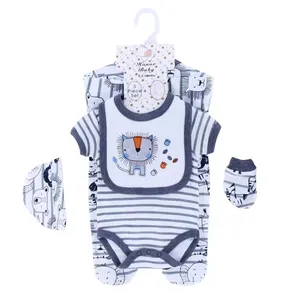 Infant Bodysuit Baby Clothes Romper Latest Design GOTS Custom Organic Cotton/ 100 Cotton Stock Baby Onesie Newborn 5pcs Set