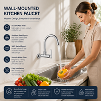 Robinet d'eau froid simple en plastique ABS commercial pour cuisine, pivotant à 360 degrés, pour projets