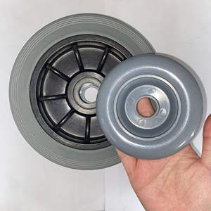 एयरपोर्ट ट्रॉली के लिए पॉलीप्रोपाइलीन व्हील सेंटर व्हील पर 180 मिमी ग्रे सॉफ्ट रबर - Product Image 4