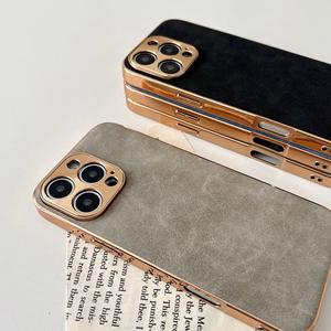 Funda para Teléfono con Revestimiento de Piel Electrochapada, Mate, de Cuero PU, Resistente a Golpes, para <span class=keywords><strong>iPhone</strong></span> 17 16 15 14 Pro Max, Revestimiento de Piel de Cordero, Estilo Simple y Ejecutivo - Product Image 3