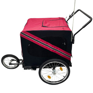 <span class=keywords><strong>Remolque</strong></span> plegable para bicicleta de mascotas, con marco de acero resistente, doble entrada, reflectores - Product Image 4