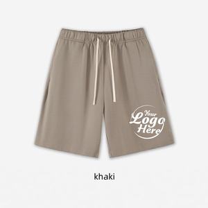 กางเกงขาสั้นผ้าฝ้ายหนา380กรัมระบายอากาศได้ดีแห้งเร็วปรับได้แบบหูรูดตรงปรับสีได้ - Product Image 3