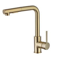 Robinet de cuisine moderne en acier inoxydable brossé or et noir, avec cartouche céramique, poignée unique, design de luxe à ressort extractible