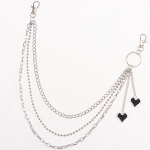 Chaîne de pantalon multicouche en métal avec pendentif cœur en alliage de zinc, chaîne de taille Hip Hop pour usage quotidien - Product Image 4