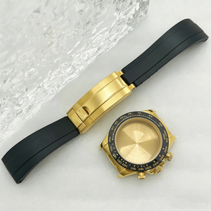 Boîtier de montre multifonction en acier inoxydable, or rose, 39mm, saphir, bracelet en caoutchouc, boucle réglable pour mouvement VK63A, 29.5mm - Product Image 3
