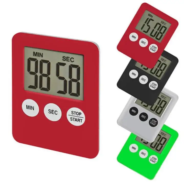 Thin Square Food Electronic Countdown Timers Magnetic LCD Clock Kitchen Tools Large LCD Screen Display Digital Kitchen Timer