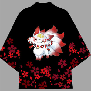 Nouvel arrivage de T-Shirt imprimé numérique 3D de style <span class=keywords><strong>ancien</strong></span> <span class=keywords><strong>japonais</strong></span> et chinois décontracté Robe <span class=keywords><strong>Kimono</strong></span> Cape en plumes Tissu tissé - Product Image 3