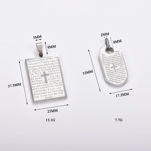 Collier de prière biblique portugais, <span class=keywords><strong>croix</strong></span> en acier inoxydable, amulette religieuse, chaîne, breloque, bijoux chrétiens hip-hop pour hommes et femmes - Product Image 2