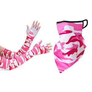 Cycling Arm Sleeves With Triangular Scarf Set UV Protection Breathable Outdoor Unisex Adult Ice Silk Face Mask - Product Image 3