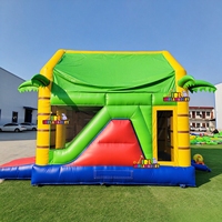 Château gonflable commercial Lion de la Jungle avec toboggan en PVC pour enfants, idéal pour les fêtes et la location