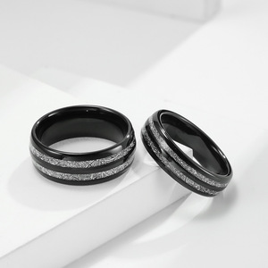 Anillo de Boda de Acero de Tungsteno de 8mm con Incrustaciones de Estilo Hielo, Unisex, Moderno, Simple, Elegante, en Oro, Plata y Negro - Product Image 3