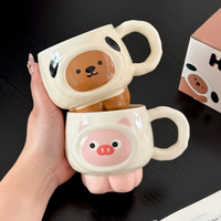 Tasses à motifs d'animaux de dessin animé, designs réalistes adorables, poignées confortables, boîtes cadeaux compatibles, tasse en céramique de haute qualité