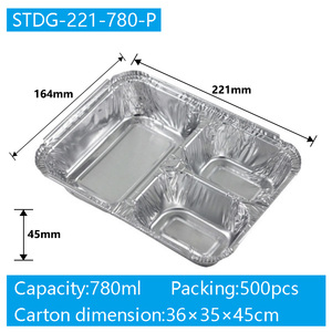 Plateau à emporter en aluminium rectangulaire épaissi jetable avec couvercle anti-poussière de qualité alimentaire résistant à la chaleur sans lavage essentiel de cuisine - Product Image 2