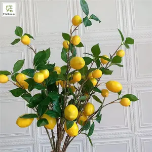 Rama de limón Artificial para decoración, tallos de fruta, tienda de casa, restaurante, Festival, boda