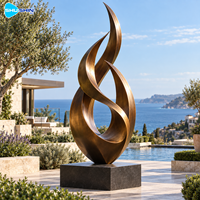 Sculpture abstraite contemporaine en bronze, flamme polie, laiton, cuivre, art extérieur personnalisé pour hôtel, villa, cour, aménagement paysager