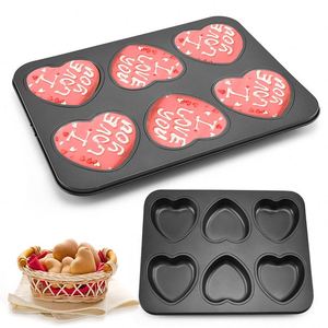 Custom Wholesales High Temperature Resistance Pastry <b>Tray</b> Carbon Steel Bakeware 6 Cups Heart Shape <b>Non</b> <b>Stick</b> <b>Baking</b> Pan - Product Image 1