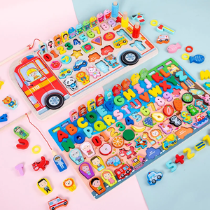 Jouets éducatifs en bois Montessori pour enfants d'âge préscolaire, camion de pompiers, planche d'activités, jeux de pêche mathématiques, jouets précoces pour enfants, cadeaux de Noël - Product Image 6