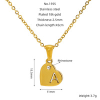 Zhongzhe Mode Simple En Acier Inoxydable En Acier Inoxydable Plaqué Or Coeur Diamant A-Z Lettre Pendentif Collier Cadeau Pour Femme