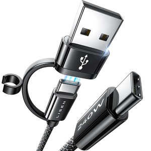 LISEN 240W USB C a USB C Cable de carga rápida para iPhone 15 <span class=keywords><strong>Pro</strong></span> Max Plus tipo C MacBook <span class=keywords><strong>Pro</strong></span> Air iPad <span class=keywords><strong>Pro</strong></span> Watch <span class=keywords><strong>AirPods</strong></span> - Product Image 1