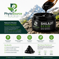 Résine de Shilajit, Acide Fulvique 50%, Extrait de Pétrole Minéral de l'Himalaya, Complément Alimentaire en Poudre en Bouteille et en Récipient en Verre