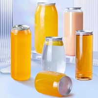 Bouteilles de jus en plastique à logo personnalisé, forme unique, ouverture facile, avec impression pour boissons et cocktails