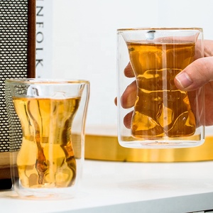 Bicchieri d'acqua a doppia parete in <span class=keywords><strong>vetro</strong></span> borosilicato spesso, anti-condensa, per casa, cucina e bar - Product Image 5