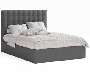 Testiera Imbottita in Peluche con Colonne Verticali di Bottoni, Rivestimento in Tessuto Grigio Antracite, Struttura <span class=keywords><strong>Letto</strong></span> con Contenitore e Sollevamento a Gas - Product Image 3