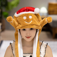 Nouveaux chapeaux de Noël en peluche gonflables à oreilles qui bougent, modèles Père Noël, Cerf, Grinch, Bonhomme de pain d'épices, et chapeaux d'elfe pour fêtes à thème