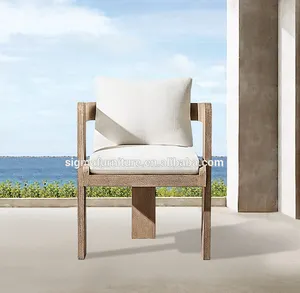 豪华户外木制扶手椅酒店花园柚木餐椅设计