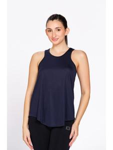Women's <b>Navy</b> Blue Polyester Active Tank <b>Top</b> Munns & Mars Solid Sleeveless Racerback Sports Shirt for Fitness Workouts Running - Product Image 4