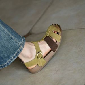 Sandales romaines à une bride en cuir souple, tressées et ajourées, au design original et élégant, ultra-douces, pour femmes, pour l'extérieur, les vacances et la plage - Product Image 4