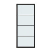 Porte de grange en verre sur mesure, verre dépoli, cadre en acier au carbone pré-percé, panneau de porte coulissante facile à installer