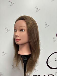 Tête de mannequin 100% cheveux humains marron de 16 pouces pour la pratique de la <span class=keywords><strong>coiffure</strong></span> des femmes, tête <span class=keywords><strong>d</strong></span>'entraînement professionnel pour couper et tresser - Product Image 5