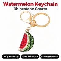 Watermeloen sleutelhanger strass metaal fruit charme sleutelhanger rugzak hanger ornament accessoire cadeau voor vrouwen meisjes